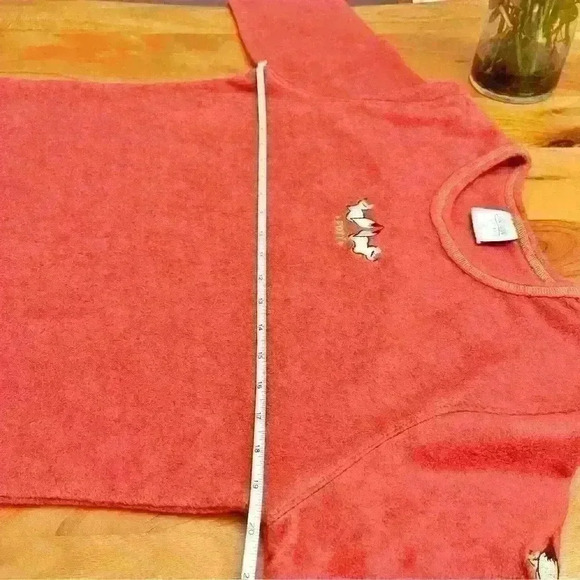 Vintage pastel red foxy crew neck long sleeves  fleece sweatshirts jumper - Picture 9 of 12